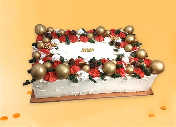 Торт Корпоративный Новогодний с шарами 8кг - фото 15652