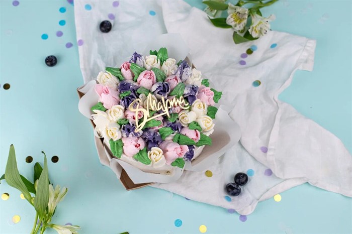 Бенто-торт букет тюльпанов - фото 16775