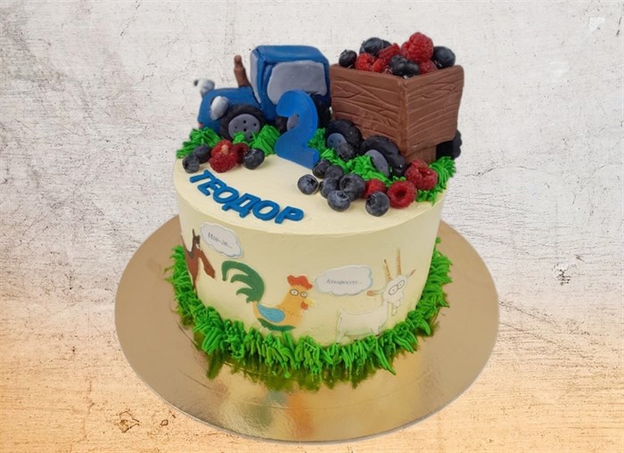Торт подарочный с фигуркой Синий трактор - фото 7913