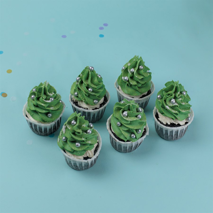 Набор новогодних капкейков "Елочки" 6 шт - фото 86857