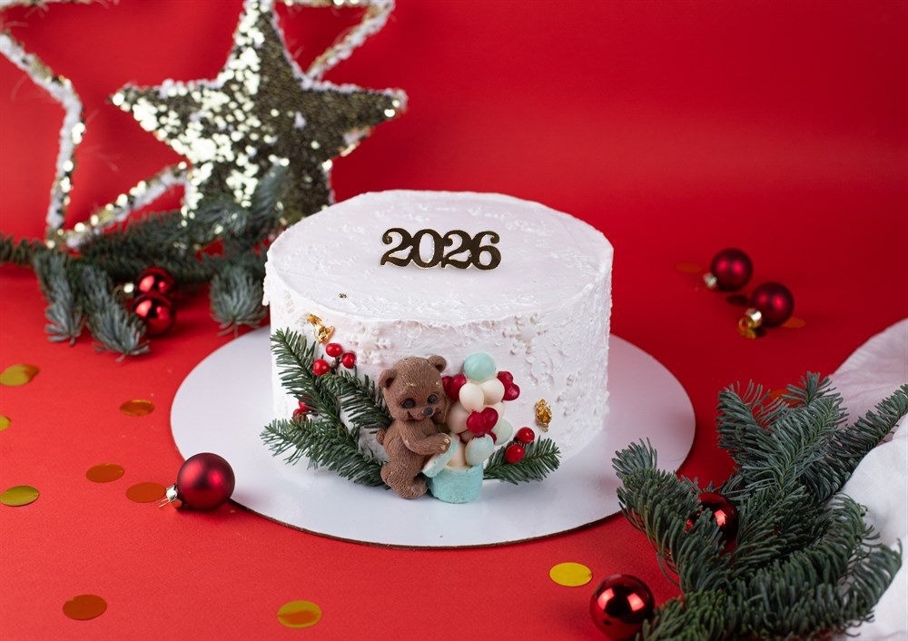 Торт подарочный Новогодний мишка - фото 87038