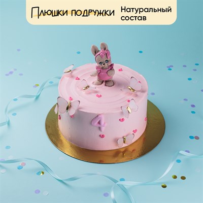 Торт детский розовый с Зайчиком и бабочками 2кг