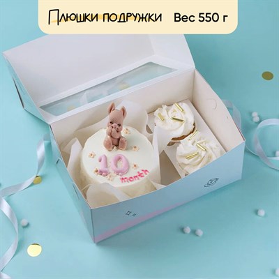 Бенто-торт с зайчиком и ромашками 2 капкейка