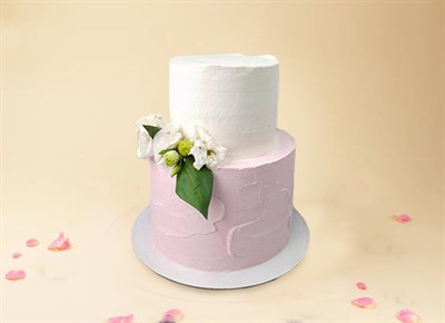 {{photo.Alt || photo.Description || 'Свадебный торт двухъярусный Ты и я ( с розами)'}}