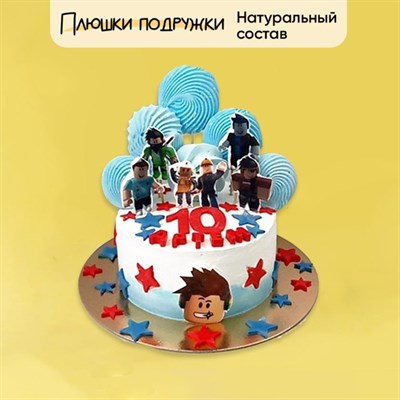 Торт подарочный roblox бело-голубой Торт подарочный roblox бело-голубой