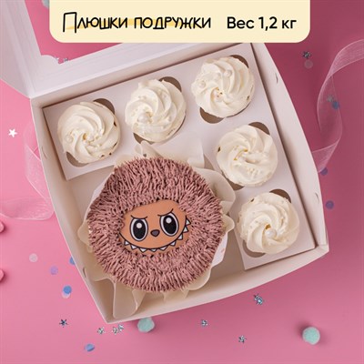 Бенто-торт и капкейки "Лабубу" розовый