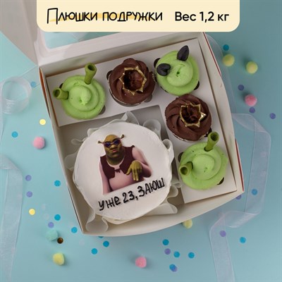 Бенто-торт и капкейки с приколом Заюш