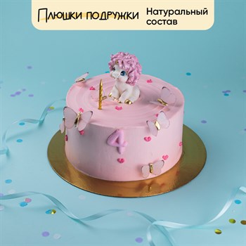 Торт детский лиловый с Единорожкой и сердечками 1,5кг - фото 110892
