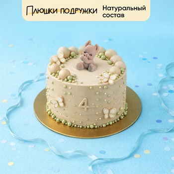 Торт детский бежевый с фигуркой кролик 1,5кг - фото 112015