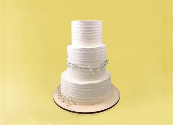 Свадебный торт Минимализм с гипсофилой - фото 12402