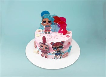 Торт подарочный Куклы Лол пуговки розовый - фото 13226