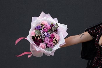Букет цветов  из роз и диантусов "Симфония цвета" - фото 13960