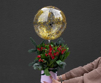 Шар с тюльпанами Новогоднее чудо - фото 15143