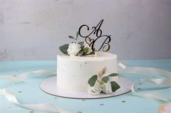 Торт Свадебный с эвкалиптом Любовь 2кг - фото 15906