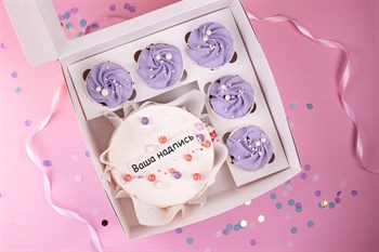 Бенто-торт и капкейки с секретной надписью - фото 16043