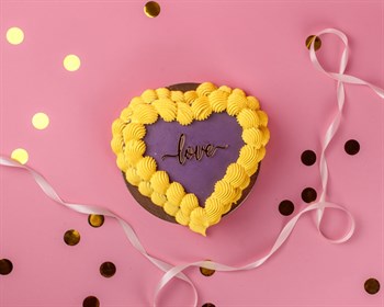 Бенто-торт сердце с топпером Желтые рюши - фото 57083