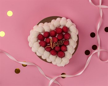 Бенто-торт сердце Сладкая малина с рюшами - фото 57209