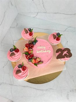 Бенто-бокс Happy Birthday розовый - фото 7125