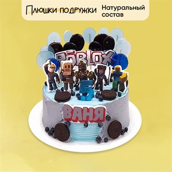 Торт Роблокс голубой - фото 73839