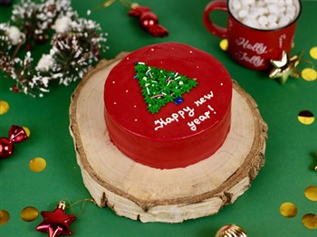 Бенто-торт Happy  New Year красный - фото 7704