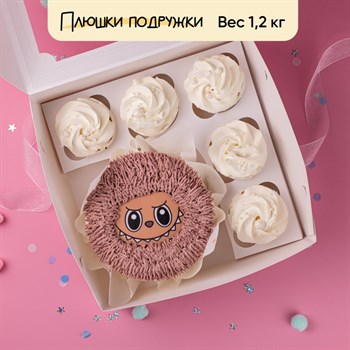 Бенто-торт и капкейки "Лабубу" розовый - фото 77226