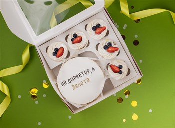 Бенто-торт с капкейками Не директор, а золото - фото 95509