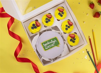 Бенто-торт с капкейками  Здравствуй, школа! - фото 95671