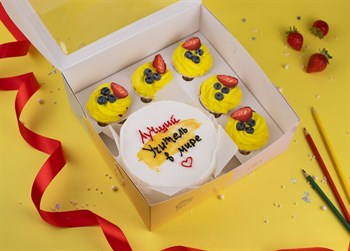 Бенто-торт с капкейками Лучший учитель в мире - фото 95677