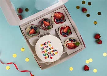 Бенто-торт и капкейки С лучшими пожеланиями - фото 95760