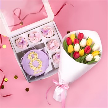 Бенто-торт и капкейки + Букет 8 марта - фото 97607