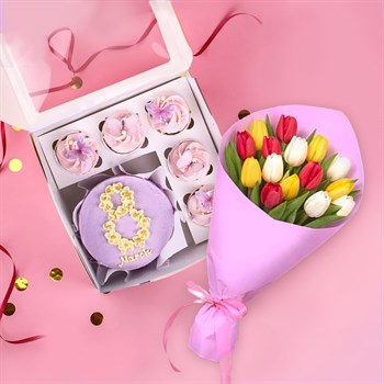 Бенто-торт и капкейки + Букет 8 марта - фото 99108