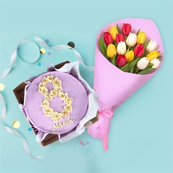 Бенто-торт+ Букет 8 марта - фото 99109